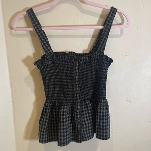 Black & Grey Scrunchy Babydoll Top 🖤